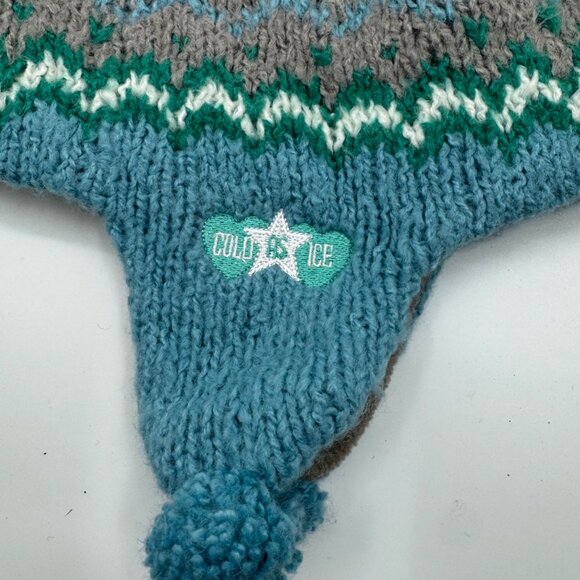 Pixie Beanie By Cold As Ice Women’s Mint Patterned Knit Hat With Pom Pom - Picture 4 of 8